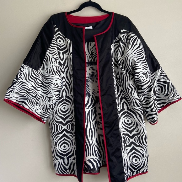 Very Vollbracht Kimono Sleeve Reversible Wild Side Jacket Zebra Quilt & Top Set - Picture 1 of 11